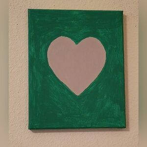 Handpainted Khaki Heart Original Acrylic Painting Wall Decor 8x10"